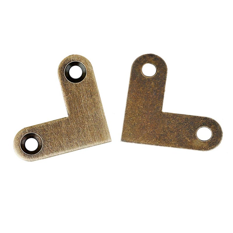 Tiazza 8Pcs Antique L Shape Brass Flat Corner Bracket Joint Flat Corner Brace Plate Support Drawer Fixed Corner Code (Antique Bronze) - Image 2
